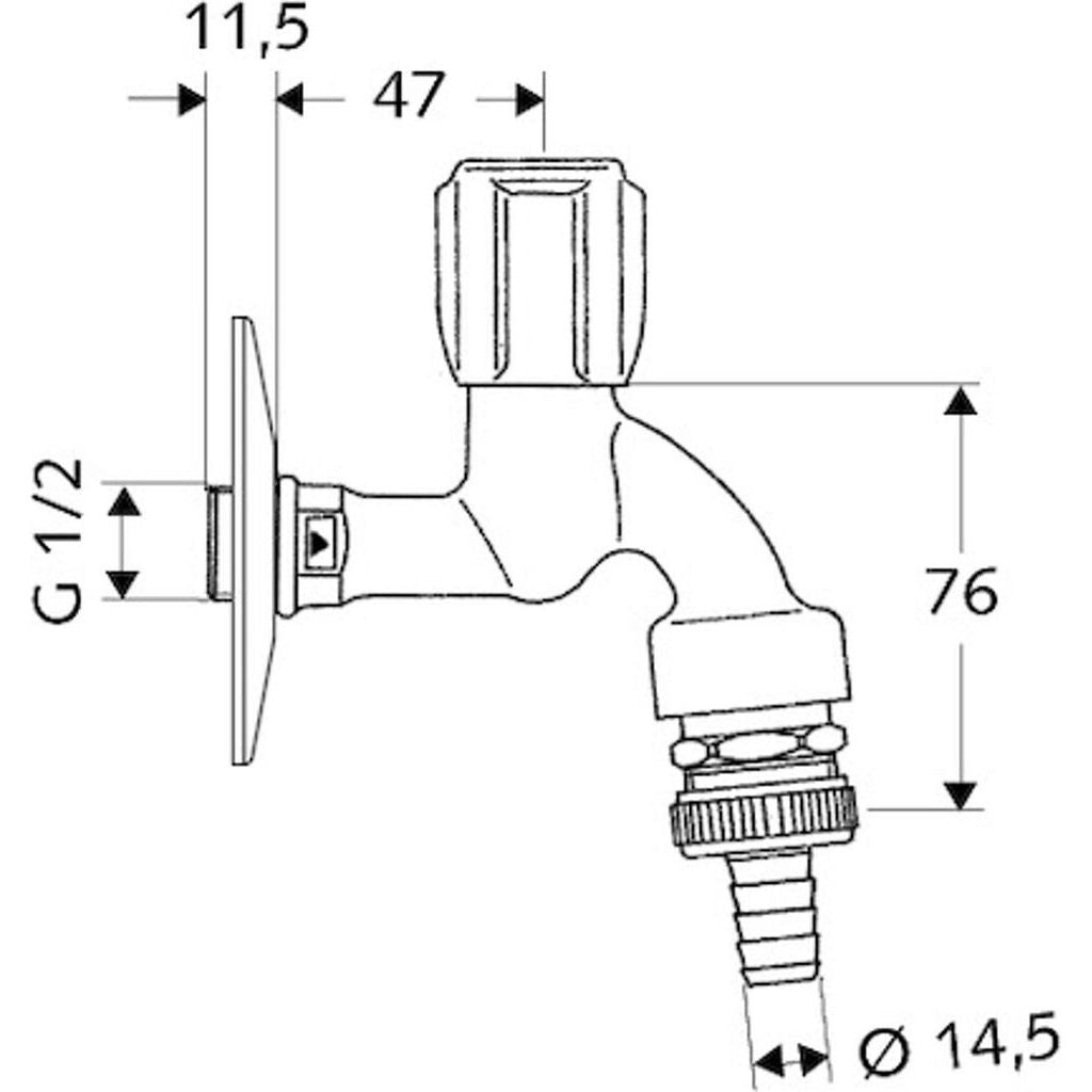Schell Comfort Auslaufventil 1/2" Geräteventil Auslaufhahn Wandventil Garten