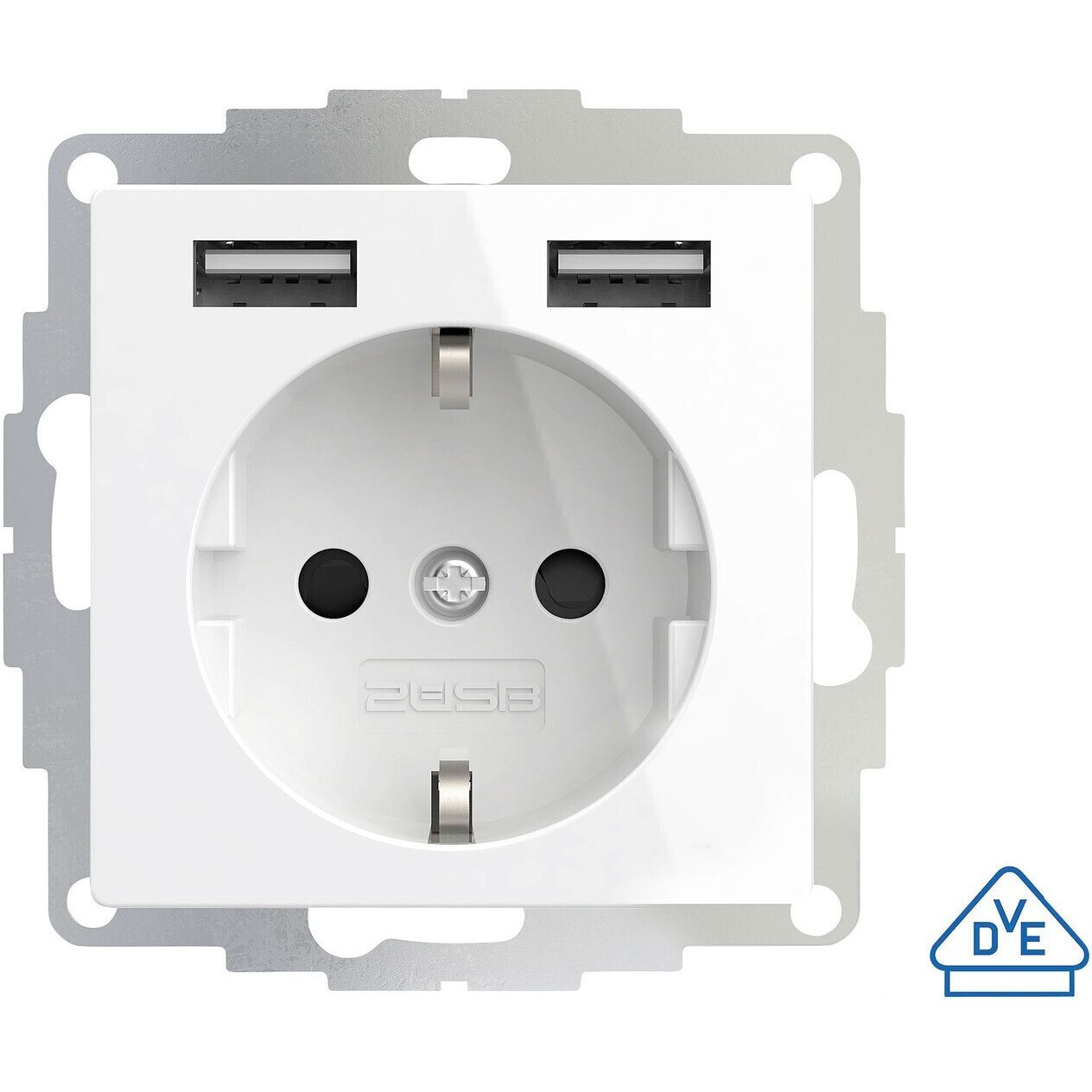 2USB 2U-449276 Unterputz-Steckdose VDE, mit USB, erhöhter Berührungsschutz ...