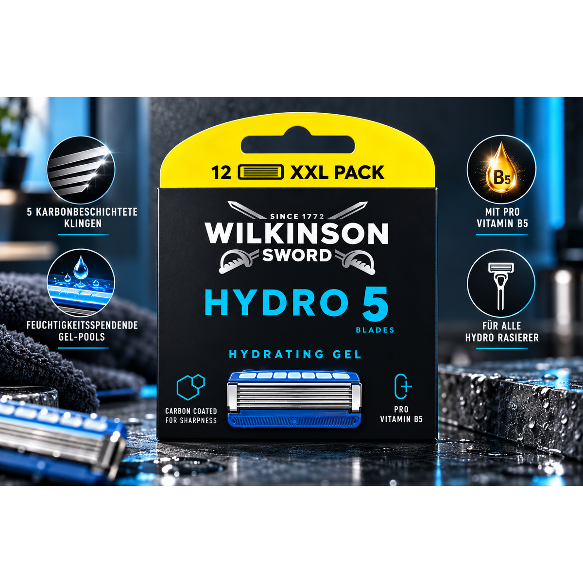 WILKINSON SWORD Hydro 5 Skin Protection Rasierklingen – 12 Stück – Produktabbildung