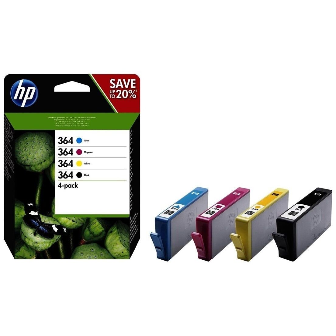 HP 364 Tinte Multipack 4er-Pack - Schwarz/Gelb/Cyan/Magenta (N9J73AE) MHD 2027