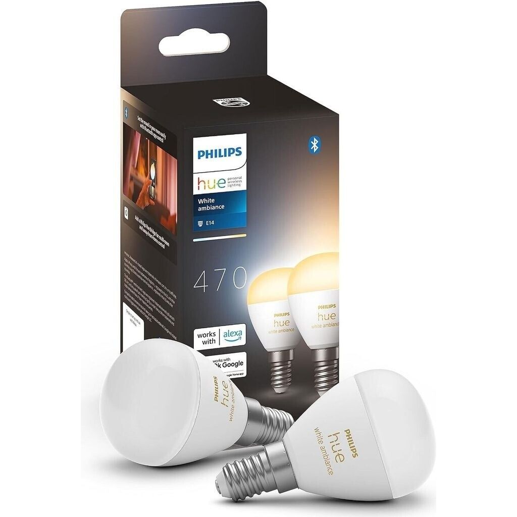 Philips Hue Luster Kugellampe White Ambiance E14 2er-Pack 2x470lm