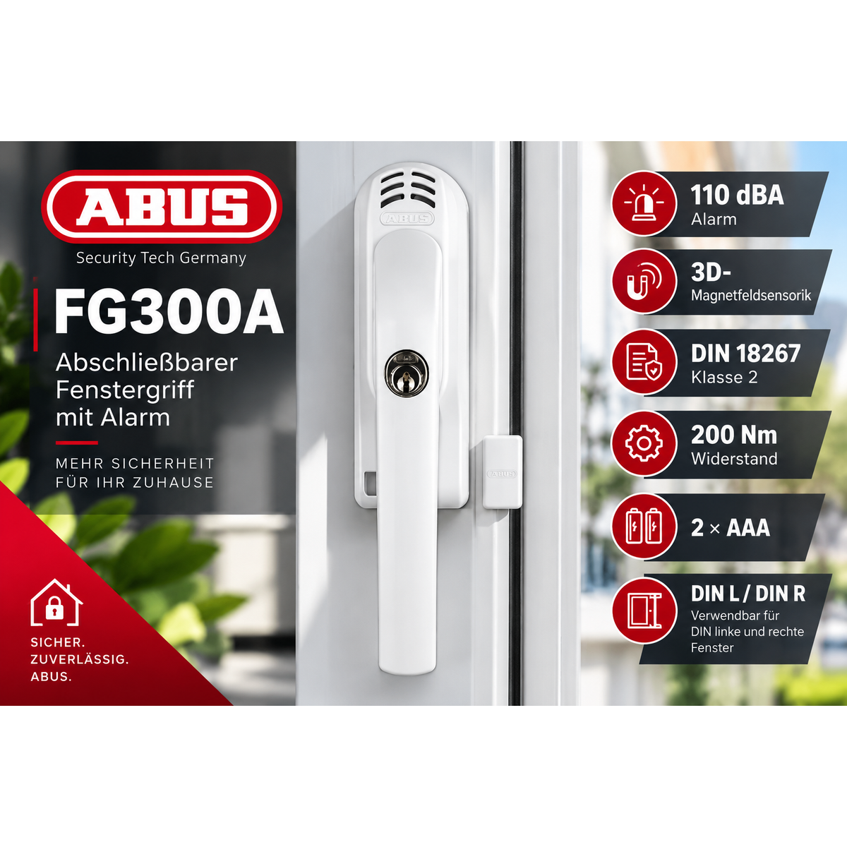 Abschließbarer Fenstergriff ABUS FG300A weiß – Produktbild 1