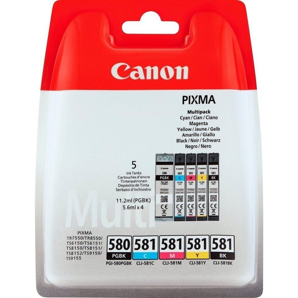 Canon PGI-580CLI-581 PGBKCMYBK Multi Pack 5er-Pack pigmentiertes Schwarz