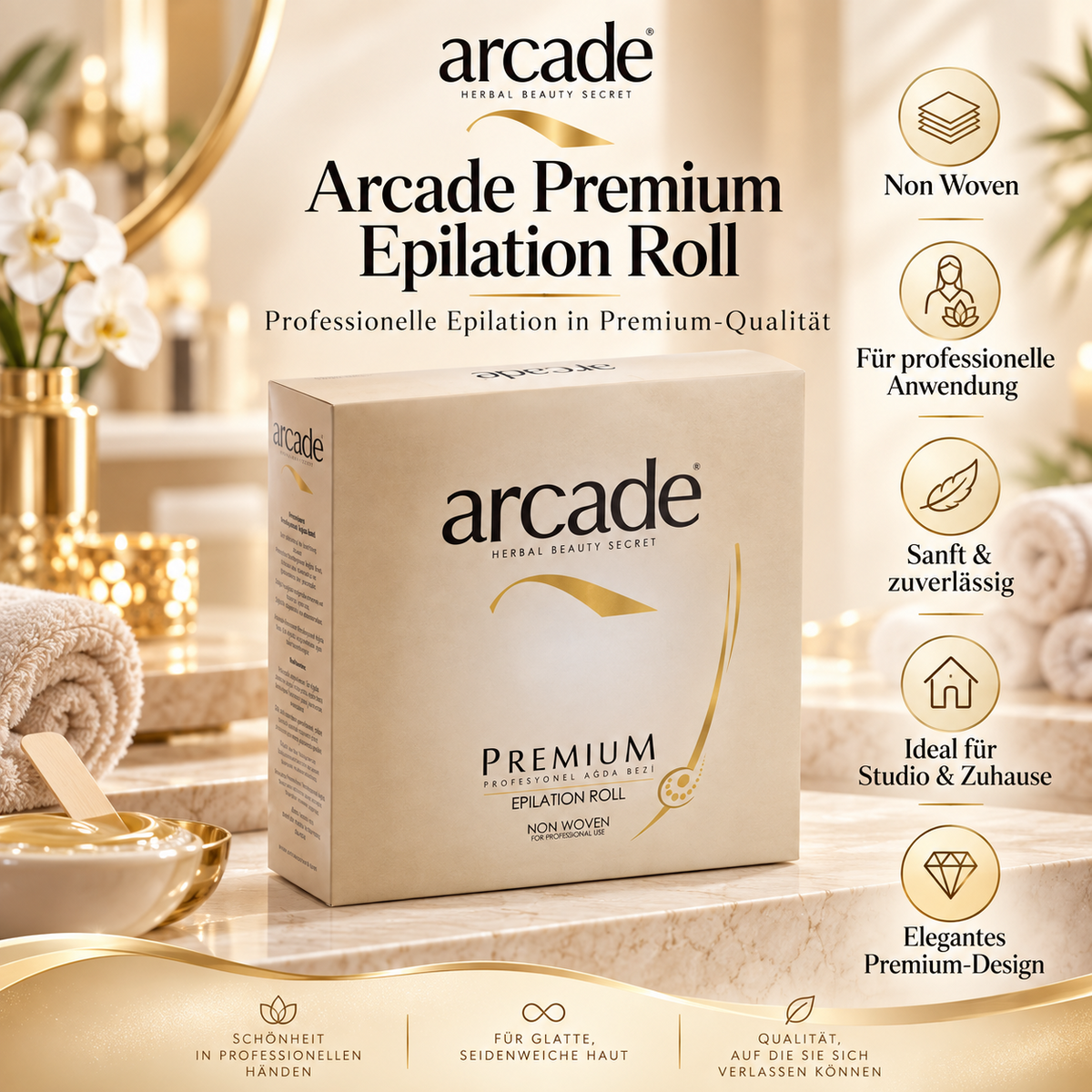 Arcade Premium Epilation Roll – professionelle Vliesrolle für Haarentfernung