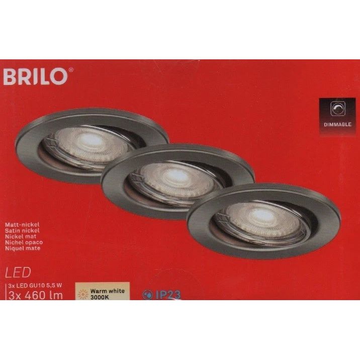 BRILONER LED Einbauleuchte 3er Set 7148-032 Einbauspot 3x 5W Dimmbar Schwenkbar