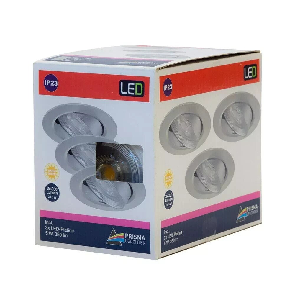 3 x Briloner LED Einbauleuchte rund Titan IP23 3 x 5W 350lm warmweiß schwenkbar