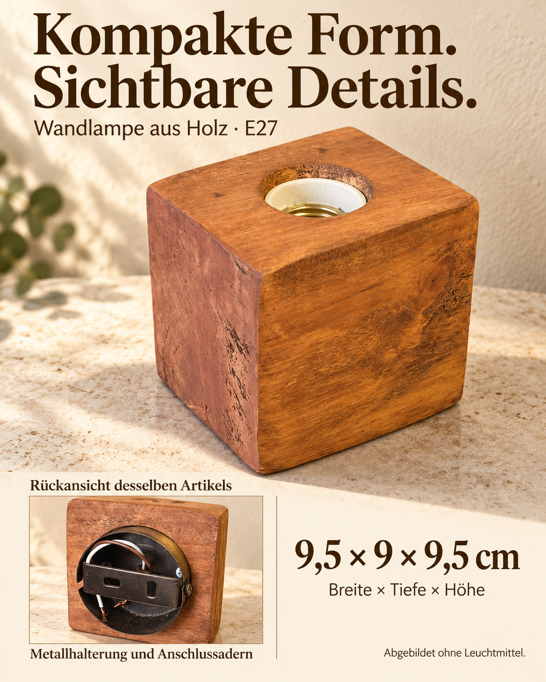 DIY Wandhalterung / Wandlampe Holz, Advents Gadget mit Lampenfassung E27