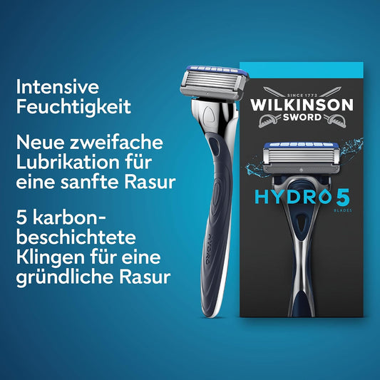 Wilkinson Sword Hydro 5 Herrenrasierer Klinge, Ersatzklingen-Pack Herrenrasierer, Haut-Hydratation, karbonbeschichtete Klingen, 4 Ersatzklingen