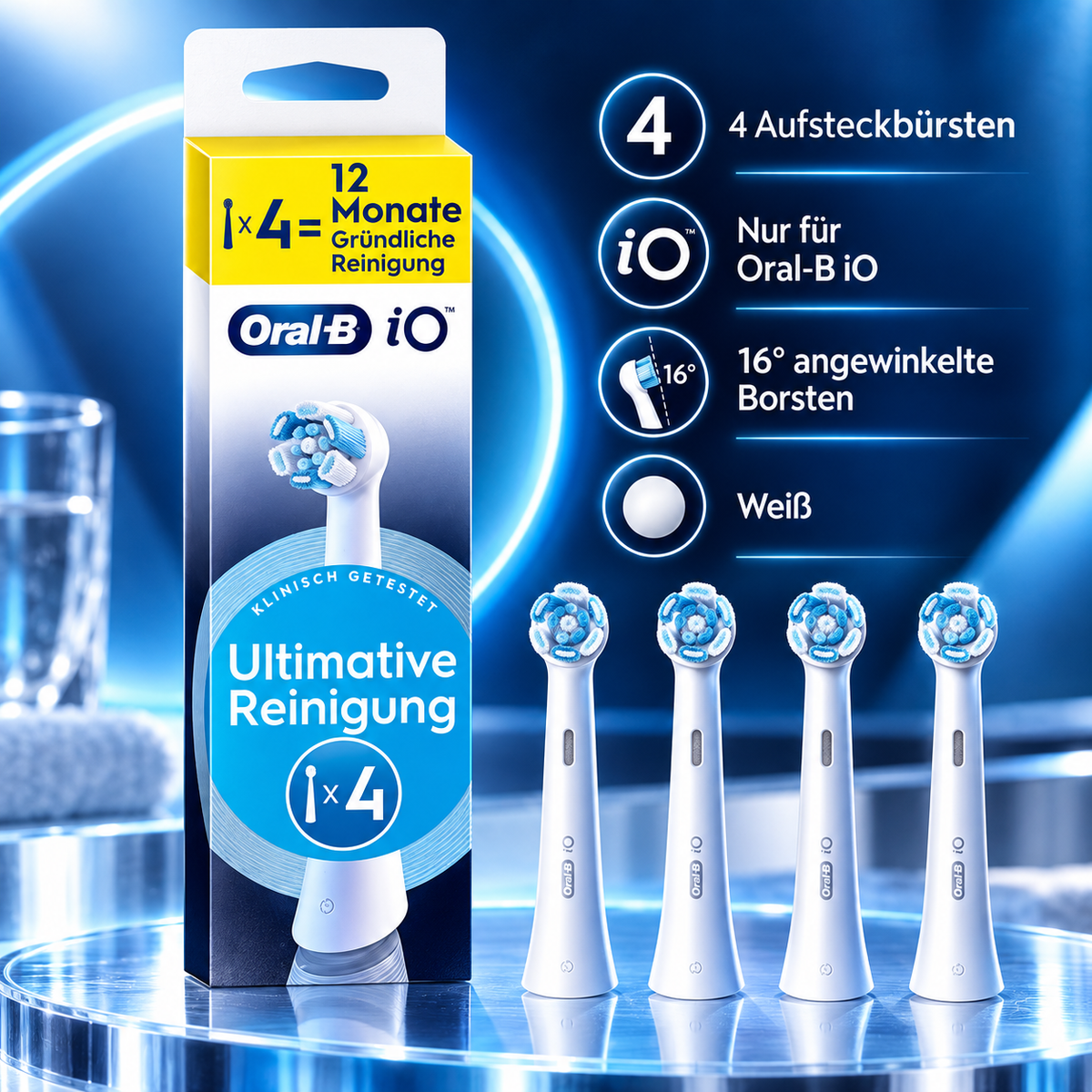Oral-B iO Ultimative Reinigung Aufsteckbürsten Weiß 4 Stück