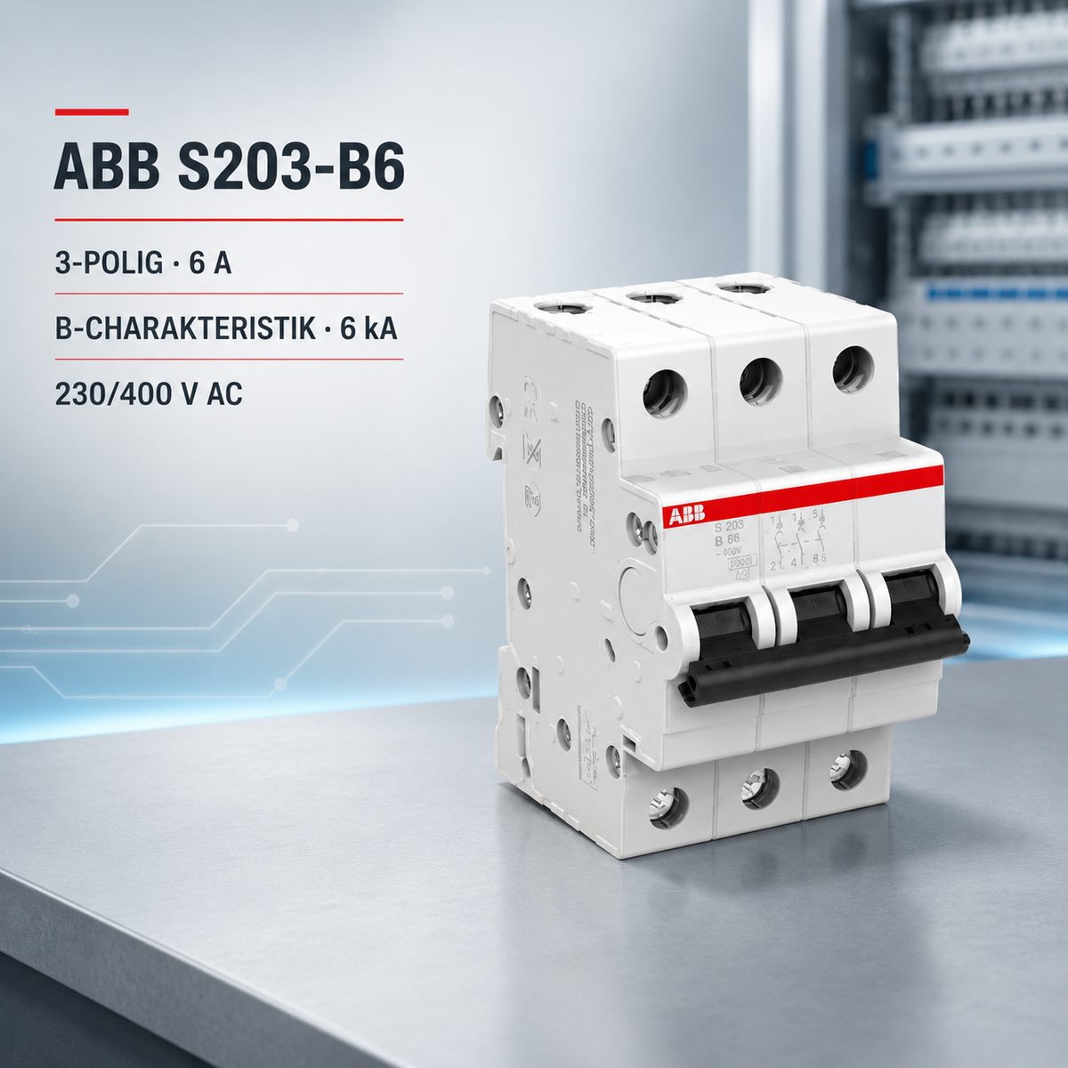 ABB S203-B6 Leitungsschutzschalter 3-polig 6A B-Charakteristik 6kA