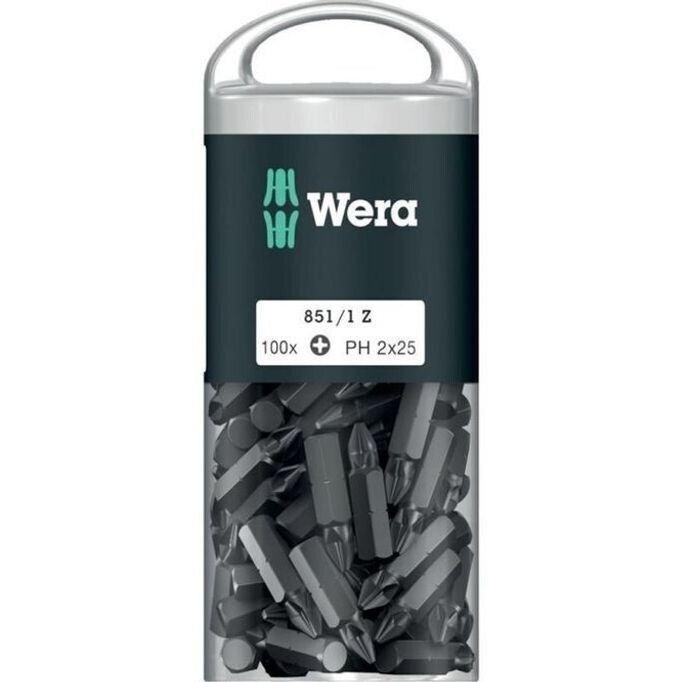 Wera Bit 1/4" Din3126 E6,3 Kreuzschlitz PH2 x 25 mm 100er Pack - 05072441001