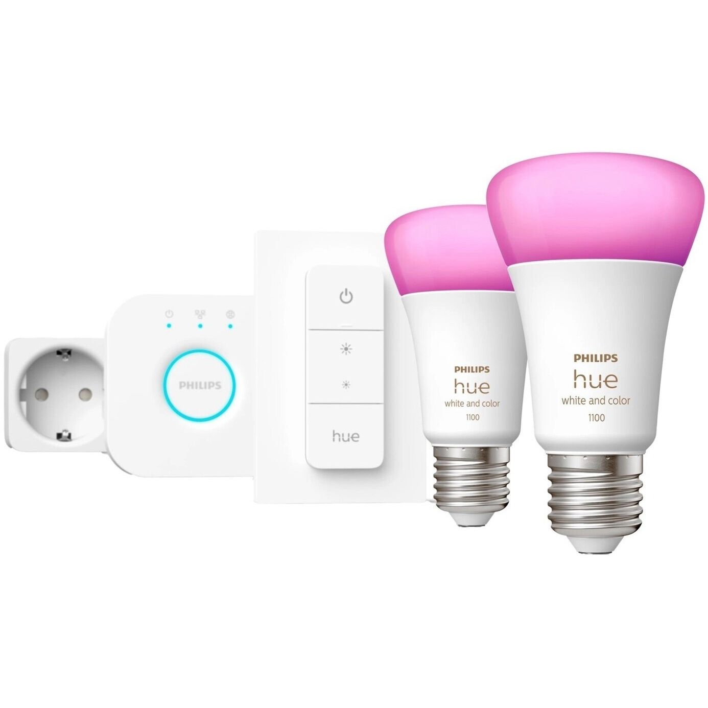 Philips Hue White & Color Ambiance Starterset 2x E27 + Bridge + Dimmer