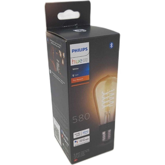 Philips Hue White LED Leuchtmittel E27 ST64 Transparent 7,2W 550lm