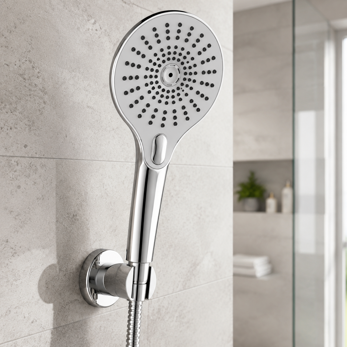 WENKO Duschkopf Ultimate Shower Handbrause Chrom Weiß Massage 3 Funktionen