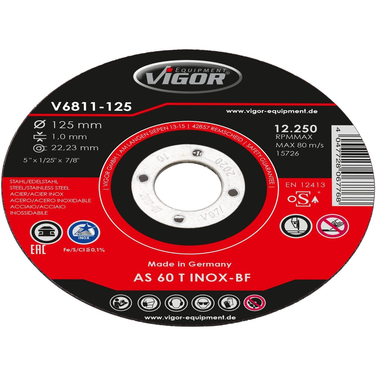 VIGOR Trennscheiben Satz · 115 mm · V6811-125 · Anzahl Werkzeuge: 10 – Produktbild 1