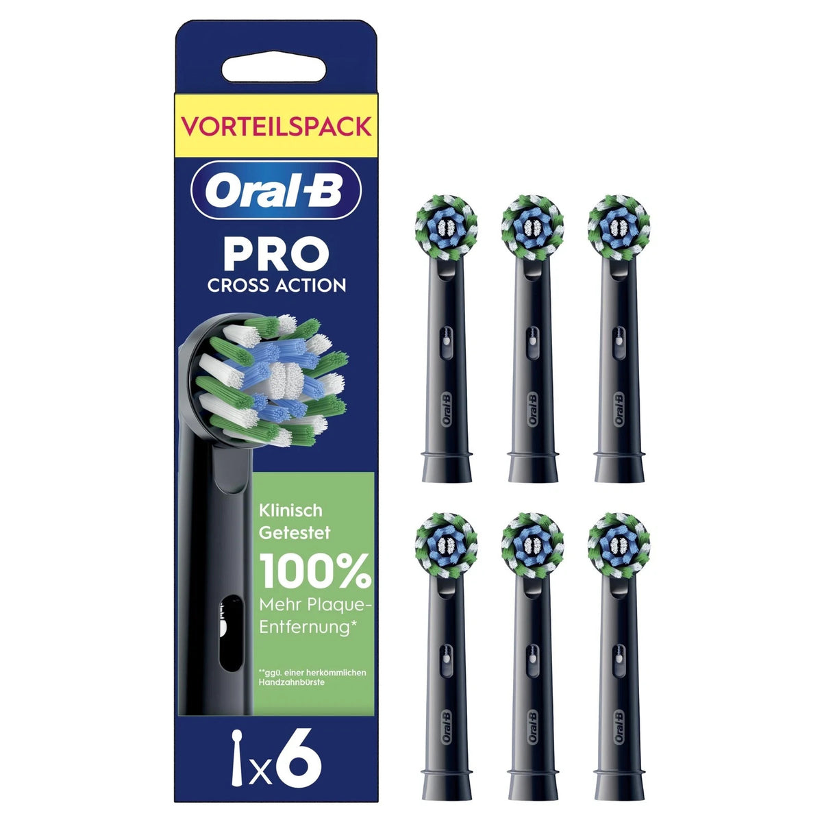 Oral-B CrossAction Aufsteckbürsten Schwarz 6 Stück – Ersatzbürsten