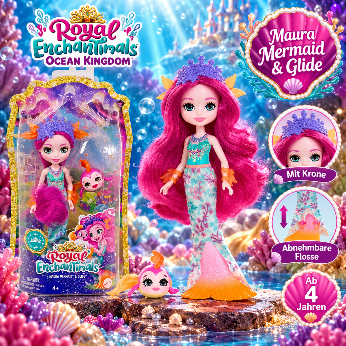 Mattel Enchantimals Ocean Kingdom Maura Mermaid und Glide