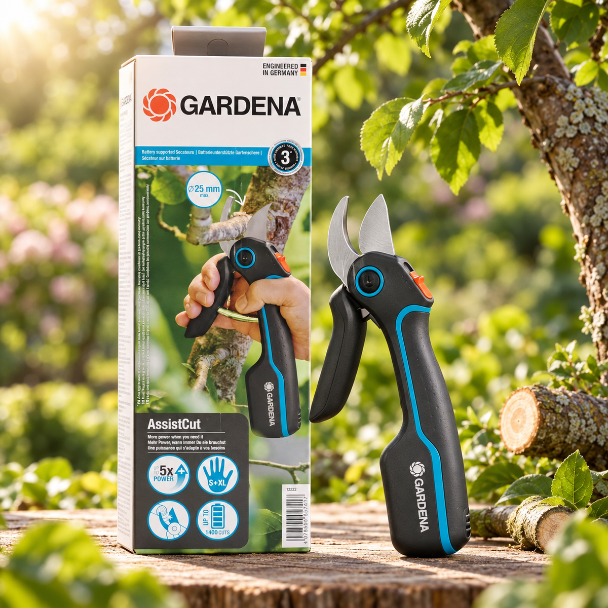 GARDENA Akku Gartenschere AssistCut El-Astschere Durchmesser von 25 mm 12222-20