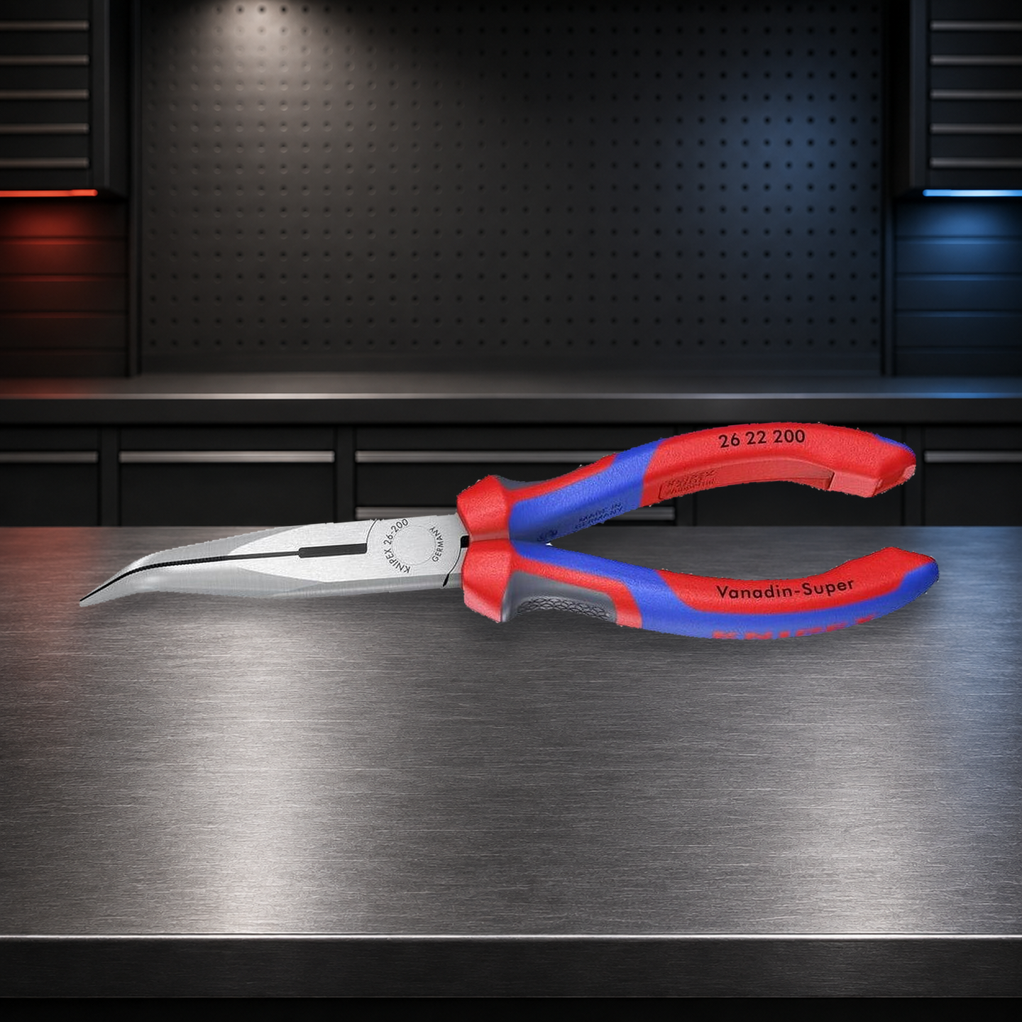 KNIPEX 26 22 200 SB Flachrundzange mit Schneide (Storchschnabelzange) mit Mehrko