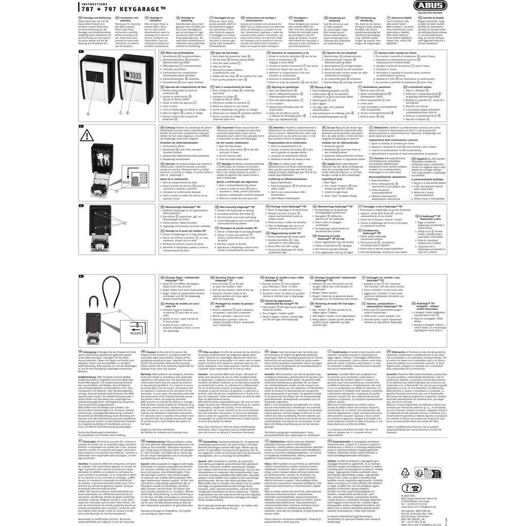 ABUS KeyGarage 787 Schlüsseltresor Wandmontage Zahlencode wetterfest