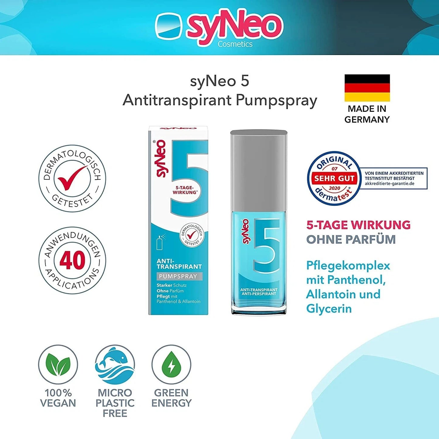 syNeo 5 Antitranspirant Pumpspray für Damen und Herren starkem Schwitzen (30ml)