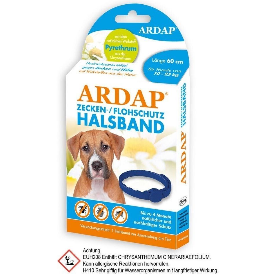 Ardap Zecken- und Flohhalsband für mittlere Hunde bis 25kg