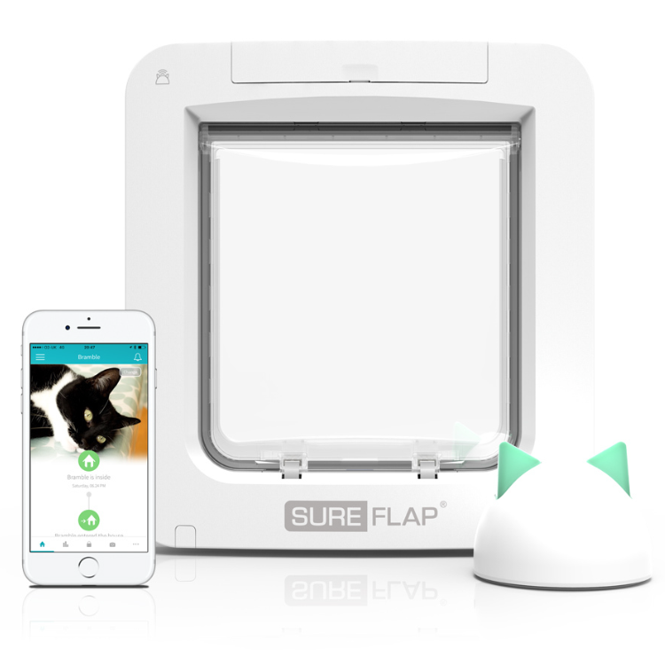SureFlap Set Mikrochip Haustierklappe Connect & HUB Handy App gesteuerte Klappe
