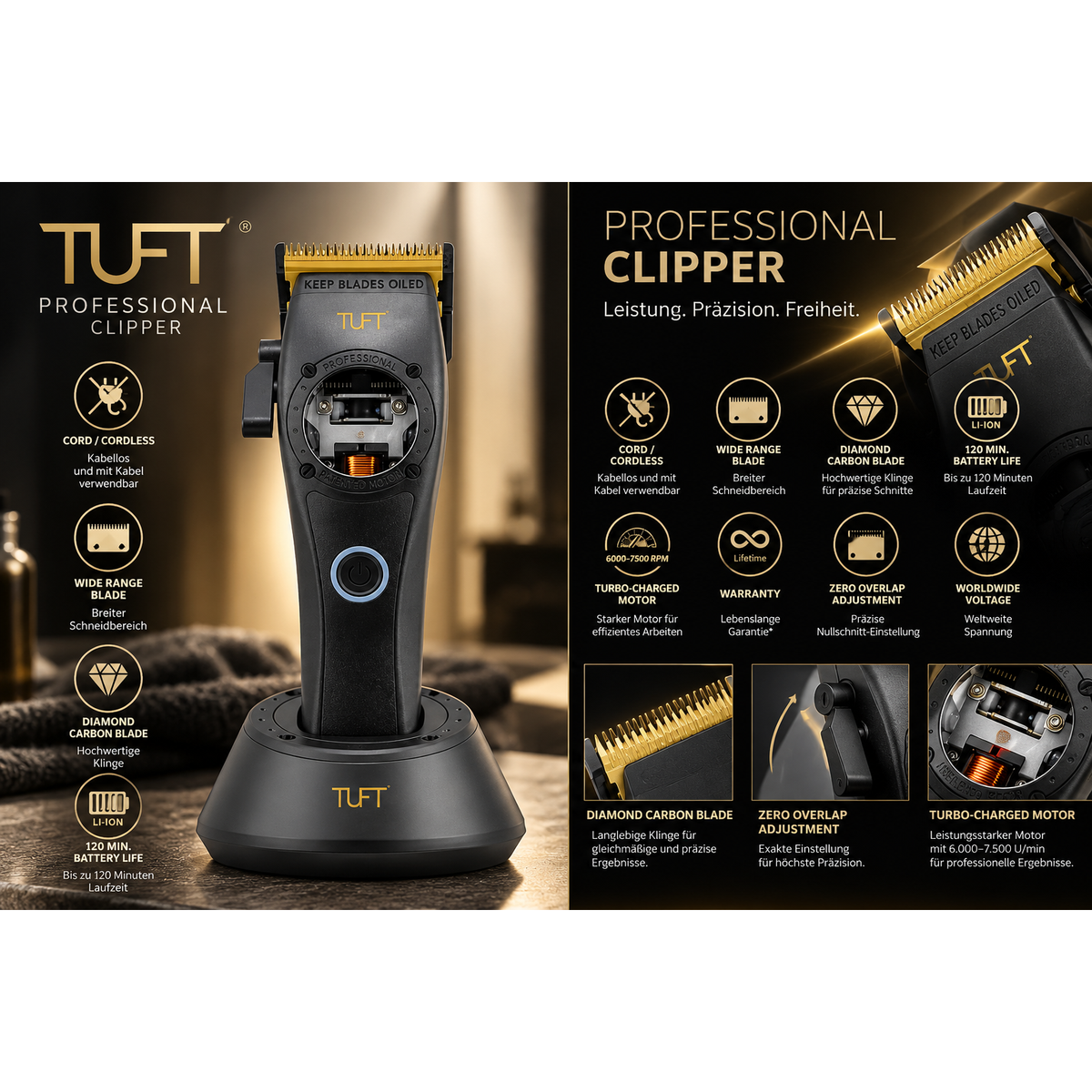 TUFT Professional Cordless Clipper / Akku-Haarschneider – Produktabbildung