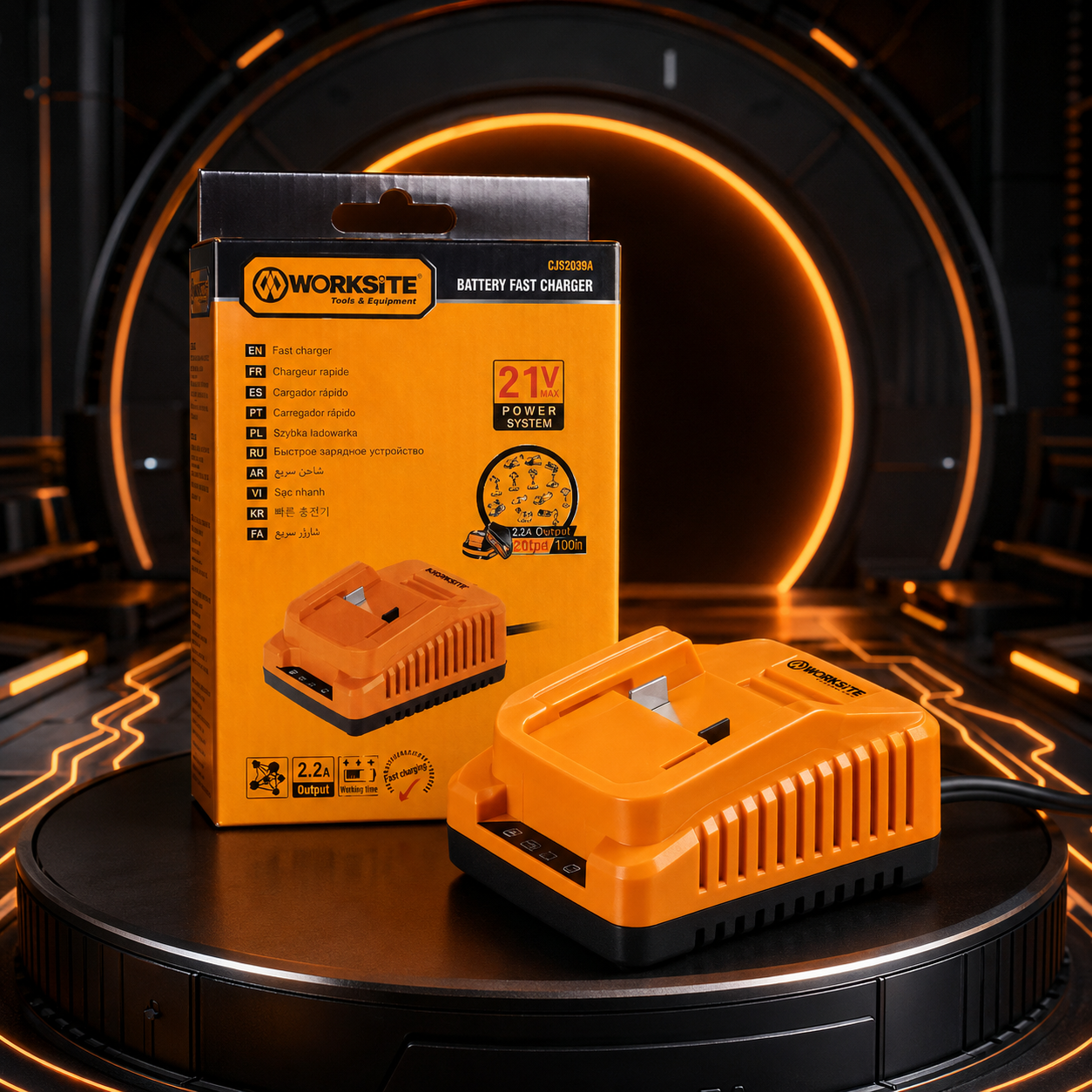 WORKSITE 21V MAX Schnellladegerät 2,2A | Battery Fast Charger für Werkzeugakkus