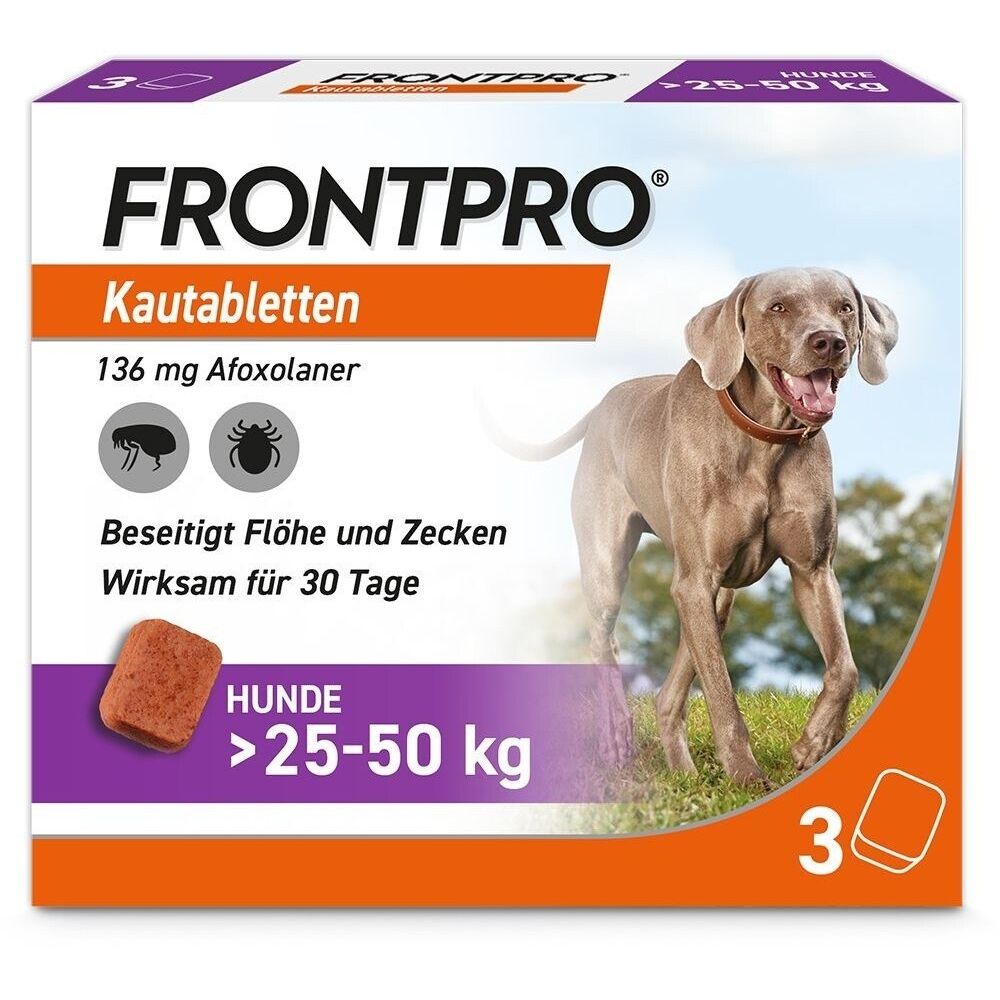 FRONTPRO 136 mg Kautabletten für Hunde 25 - 50 kg · 3 St · PZN 18654305 8023209