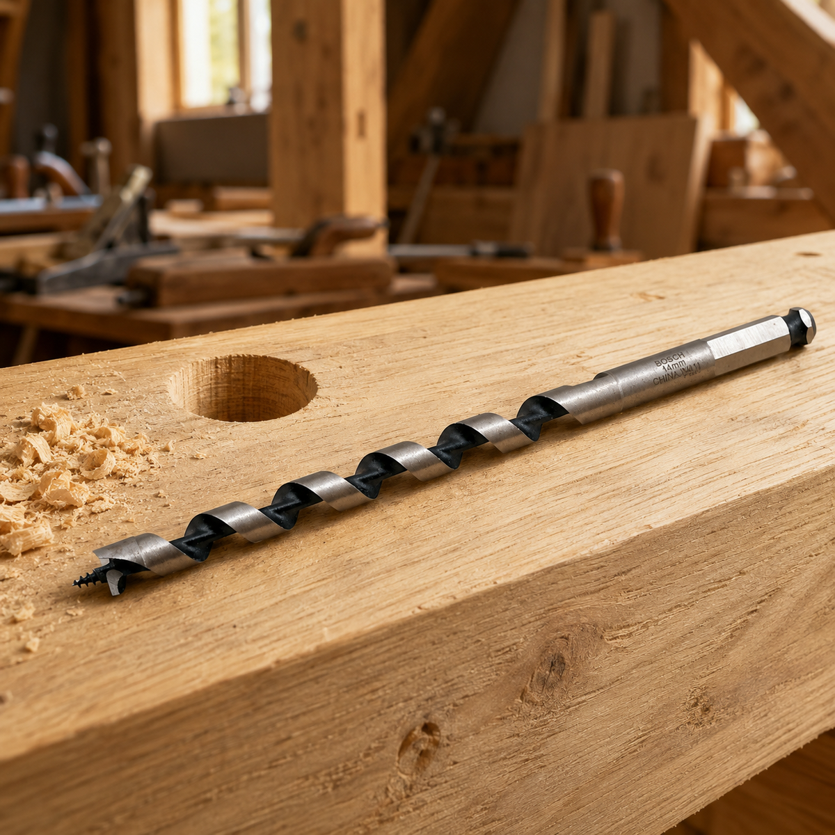 Bosch Schlangenbohrer 3 - 40 mm Balken Spiralbohrer Holzbohrer Lewis Form Holz !