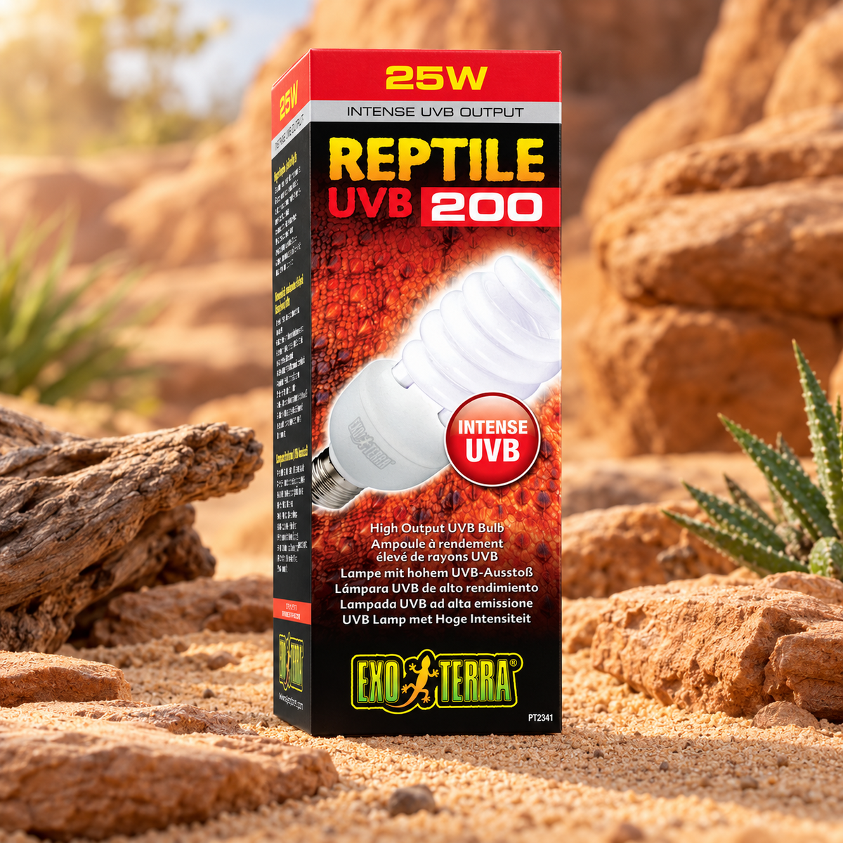 Exo Terra Reptile UVB 200 Lampe für Wüstenreptilien UVB Licht 25W