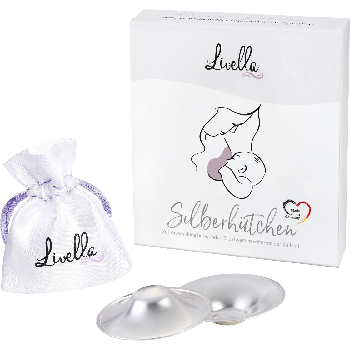 Livella Silberhütchen für Brustwarzen, 2 Stück NEU