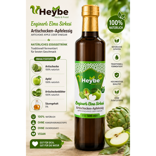 Heybe Apfel-Artischocken Essig 500 ml – Natürlich fermentierter Spezialessig