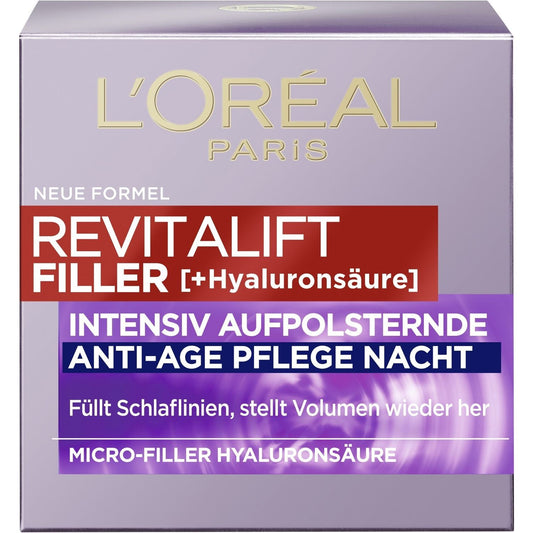 L'Oréal Paris Anti-Age Nachtpflege Frauen: hydratisiert Haut Hyaluron 1x50ml