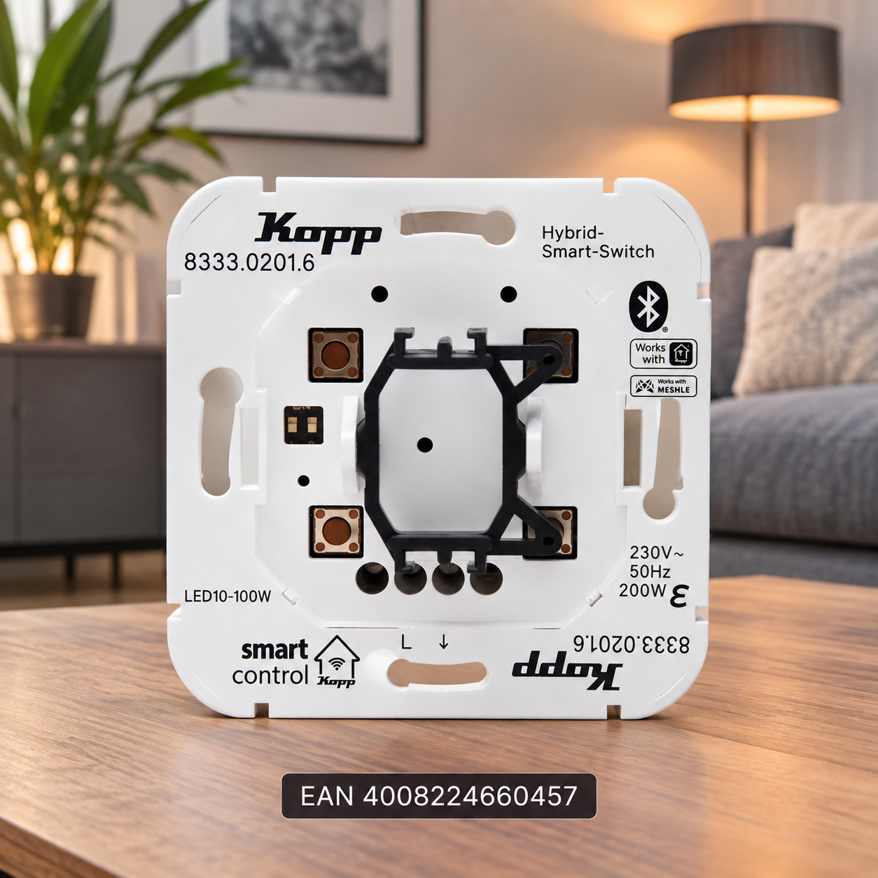 Kopp Smart-control Hybrid-Smart-Switch: Schalter 1-Kanal, 2-Draht, Farbe: Weiß