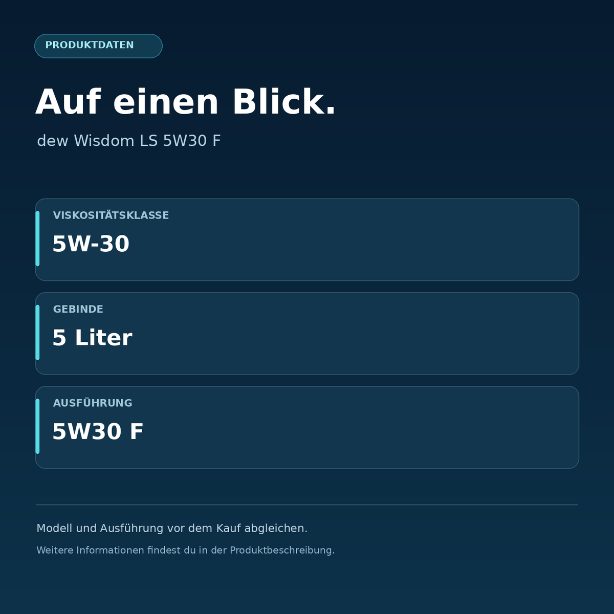 dew Wisdom LS 5W30 F – Viskositätsklasse: 5W-30, Gebinde: 5 Liter, Ausführung: 5W30 F