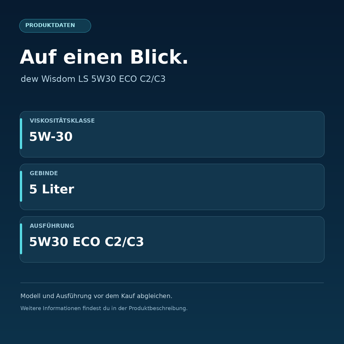 dew Wisdom LS 5W30 ECO C2/C3 – Viskositätsklasse: 5W-30, Gebinde: 5 Liter, Ausführung: 5W30 ECO C2/C3