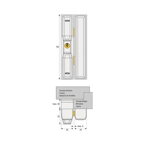 ABUS Fensterschloss FTS88 – Braun