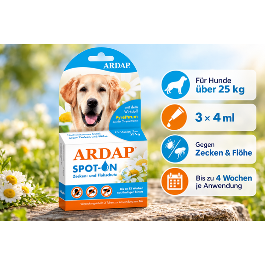 Ardap Spot-On für Hunde über 25 kg 3x4 ml Floh & Zeckenschutz – Produktbild 1