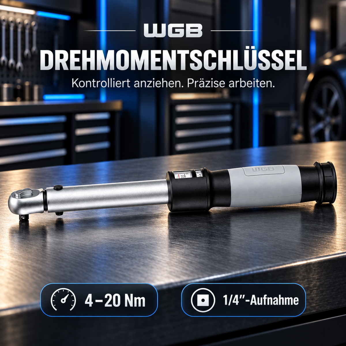 WGB 1/4" Drehmomentschlüssel 4-20 Nm Zündkerzen Anbauteile Motorde