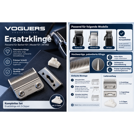 Voguers Re. Blade – Ersatz-Schneidsatz für Barber101, Master101, MT950 Modelle – Produktabbildung