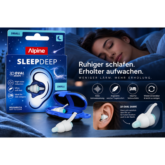 Alpine SleepDeep Ohrstöpsel zum Schlafen & Schnarchen, 1 Paar (Größe S) – Produktabbildung