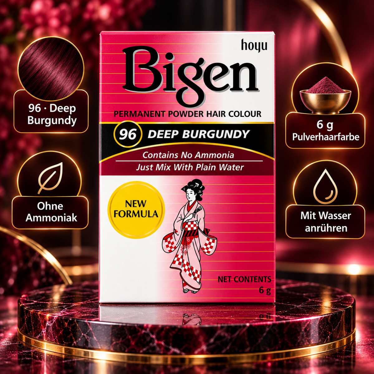 Bigen Permanent Powder Hair Colour 96 Deep Burgundy 6 g