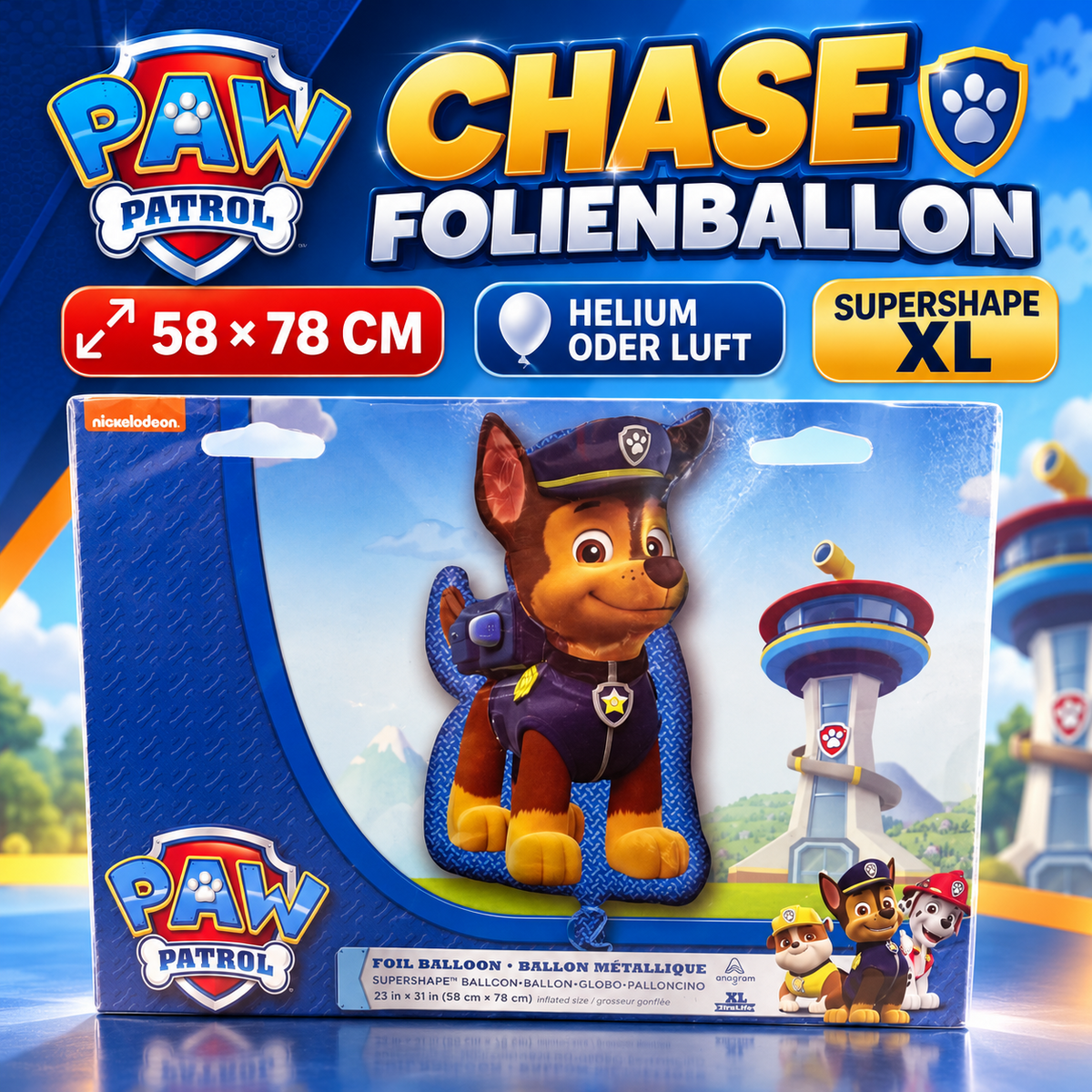 Paw Patrol Folienballon 58 × 78 cm für Geburtstagsdekoration