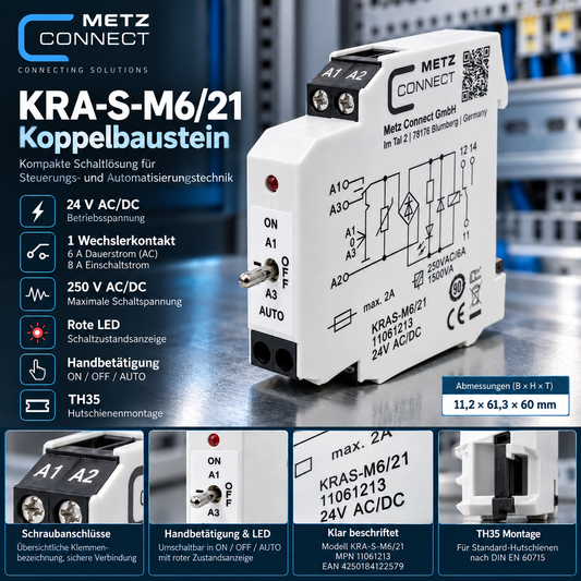 METZ CONNECT 110 612 13 11061213 Koppelbaustein 24V – Produktbild 1