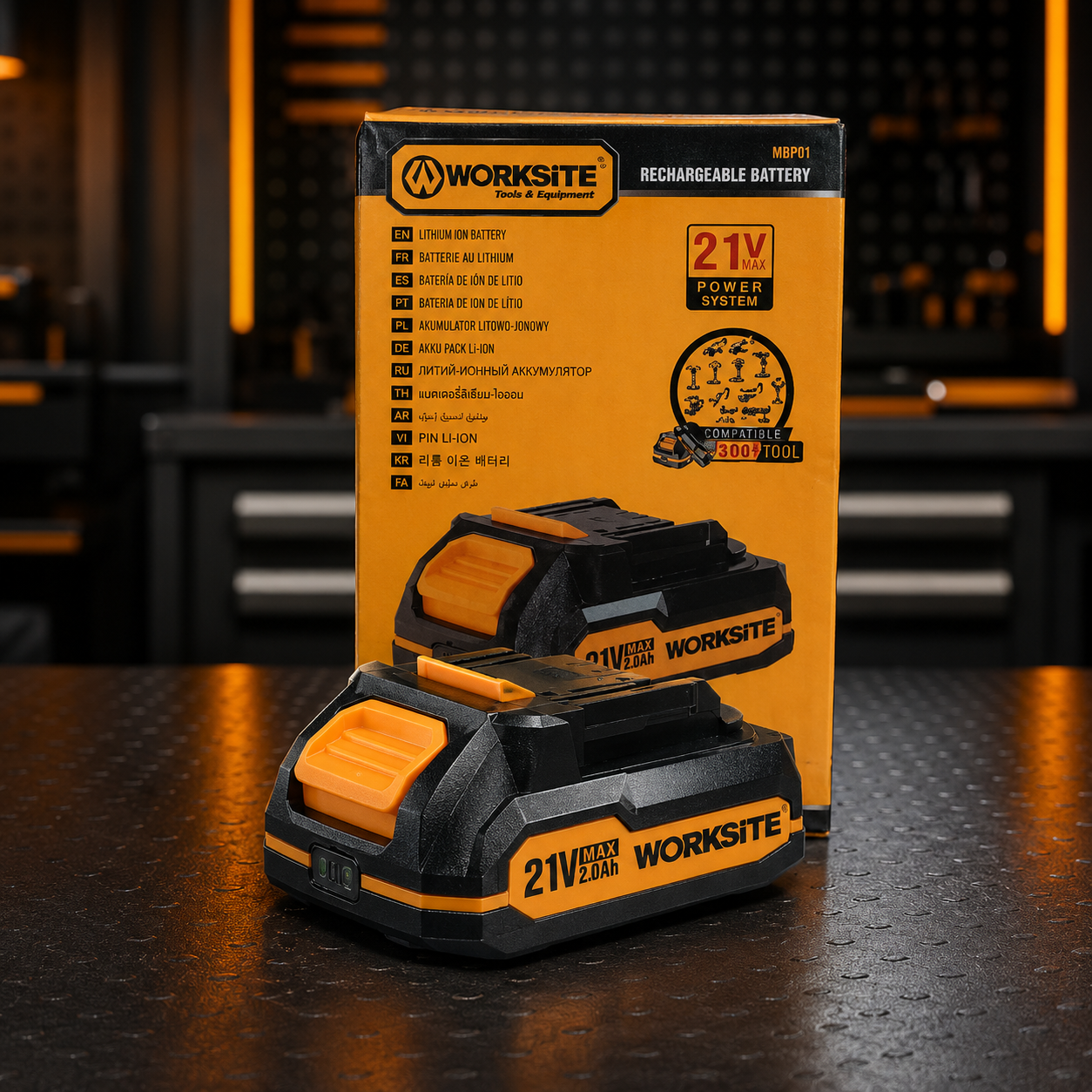 WORKSITE 21V MAX Akku 2,0Ah Li-Ion MBP01 | Ersatzakku Power System Werkzeugakku