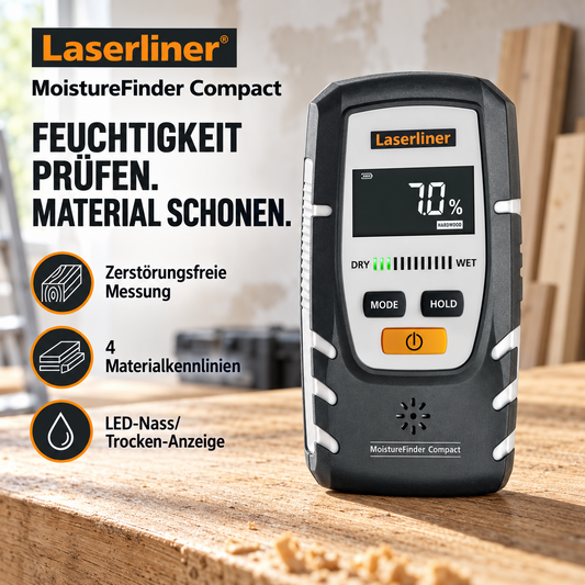 Laserliner MoistureFinder Compact – Feuchtigkeitsmessgerät für Holz & Baustoffe