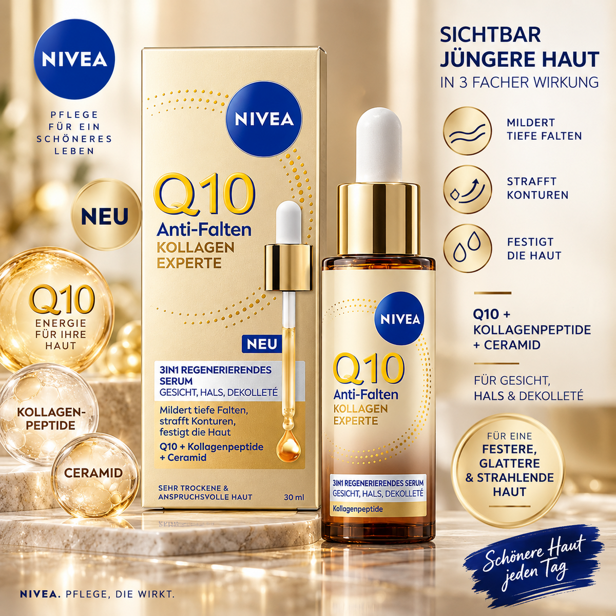NIVEA Q10 Anti-Falten Kollagen Expert 3in1 Regeneriendes Serum 30ml