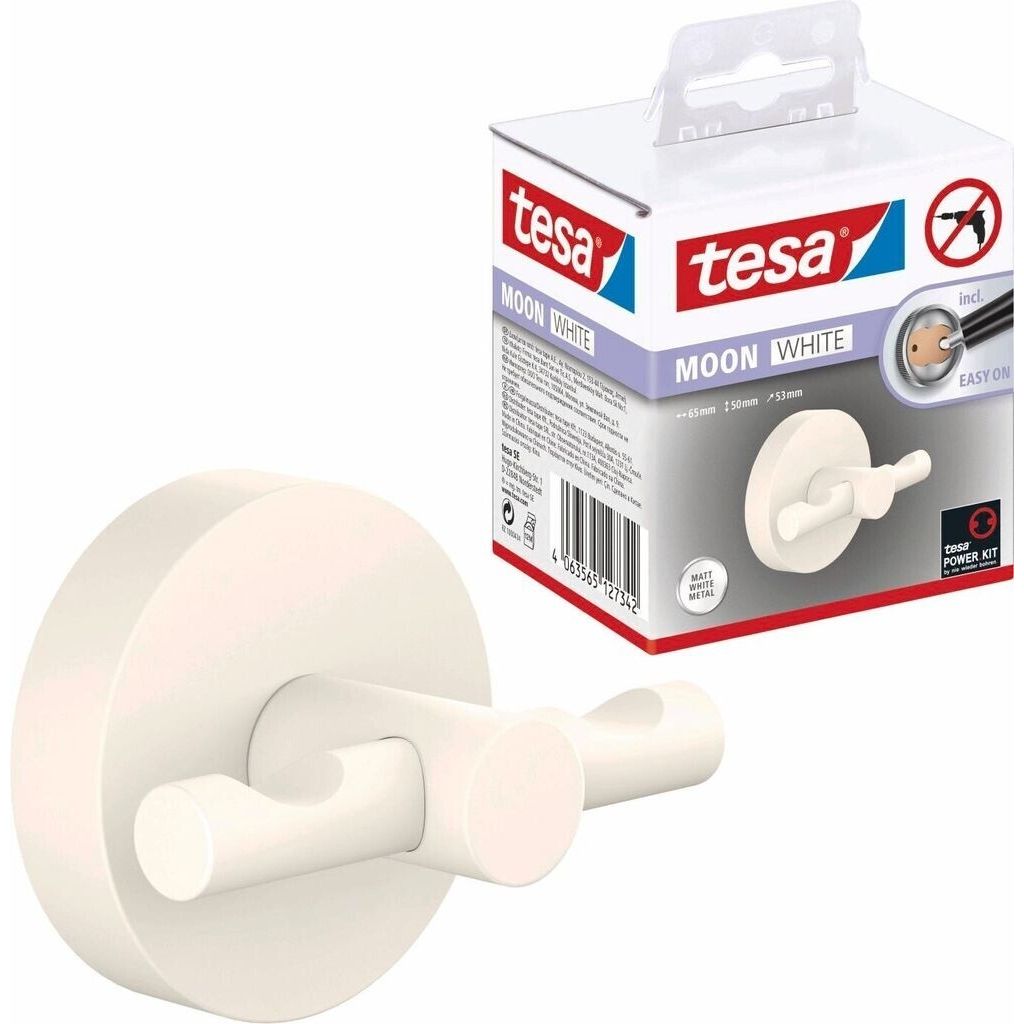 tesa Moon White Bademantelhaken weiß matt selbstklebend Haken